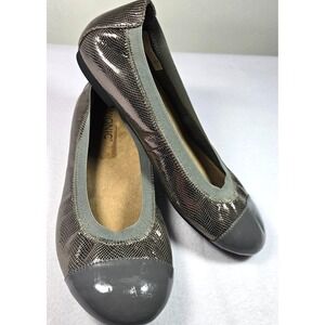Vionic Allora Ballet Women Sz 9.5 Flat Leather Shoe Orthaheel Snakeskin Comfort‎